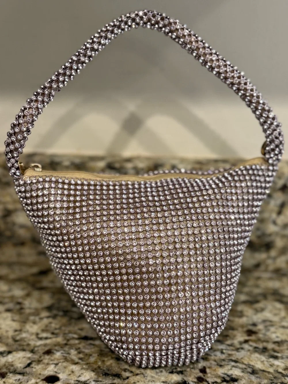 Rhinestone formal mini bag gold cloth interior special occasions - Picture 4 of 14
